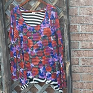 Anthro Weston Garden Row Mesh Floral Blouse